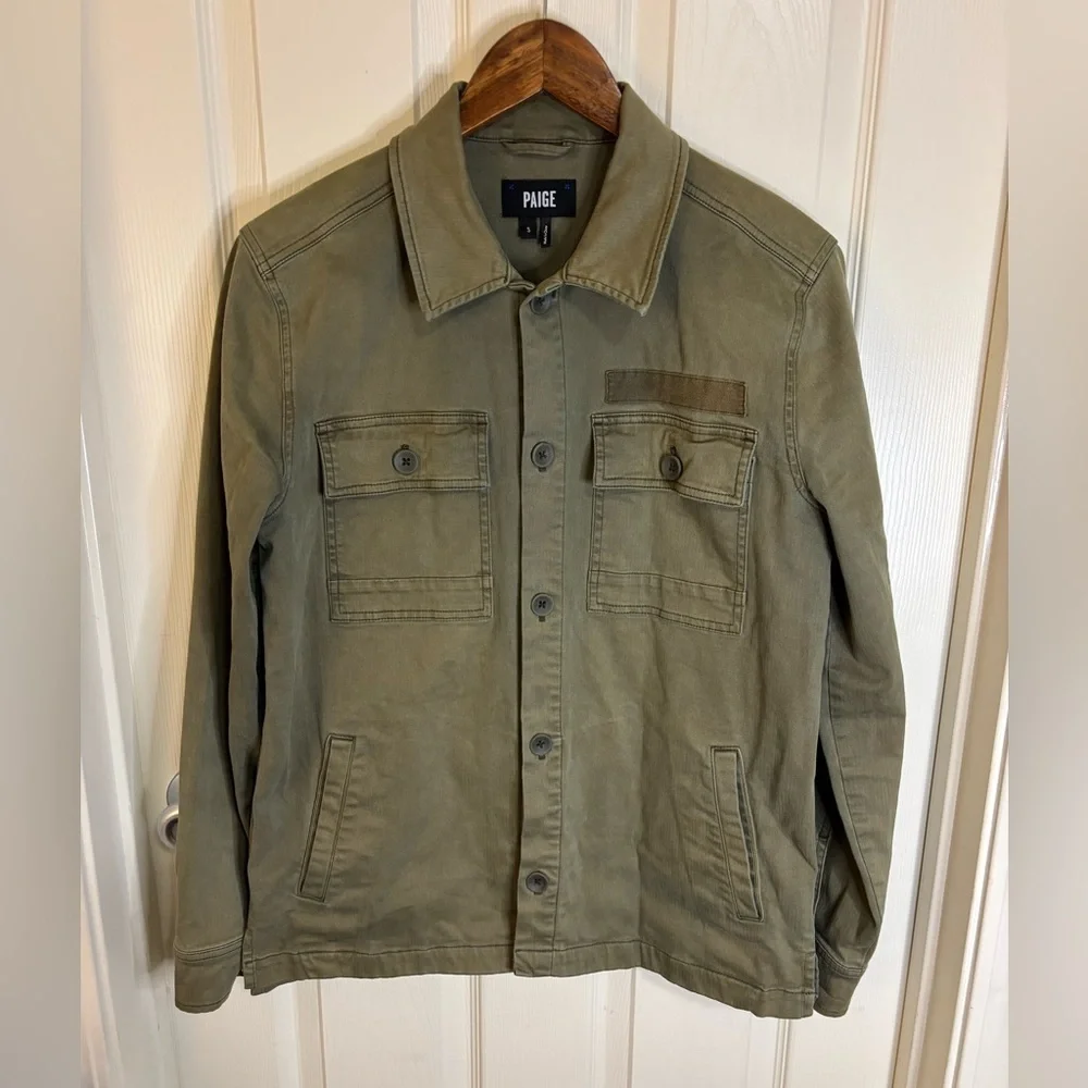 PAIGE Alva Military Jacket Olive Green Men’s Small Cotton Blend summer jacket